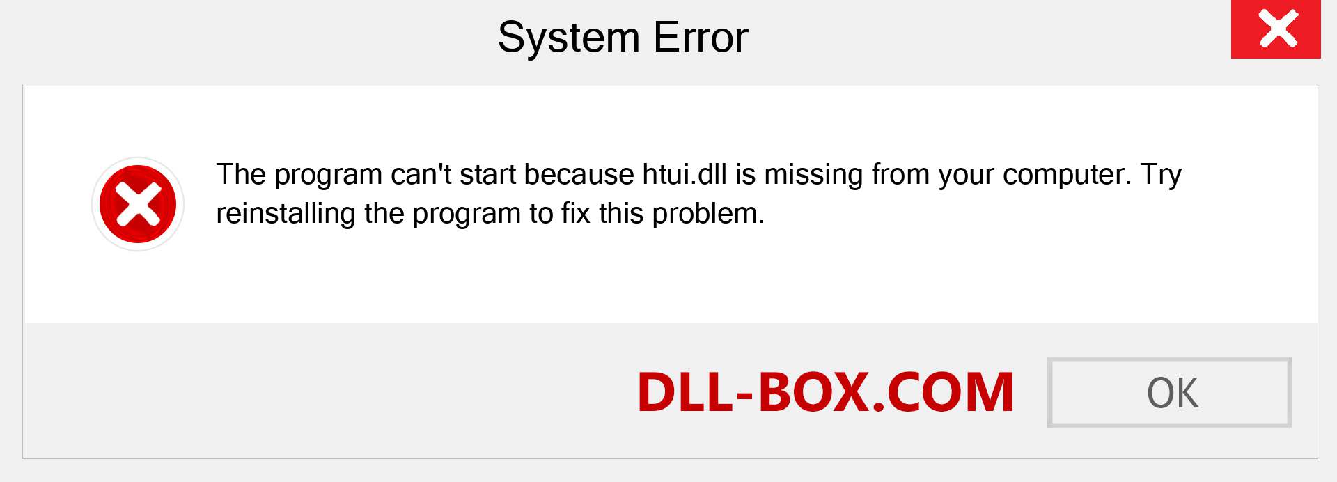  htui.dll file is missing?. Download for Windows 7, 8, 10 - Fix  htui dll Missing Error on Windows, photos, images